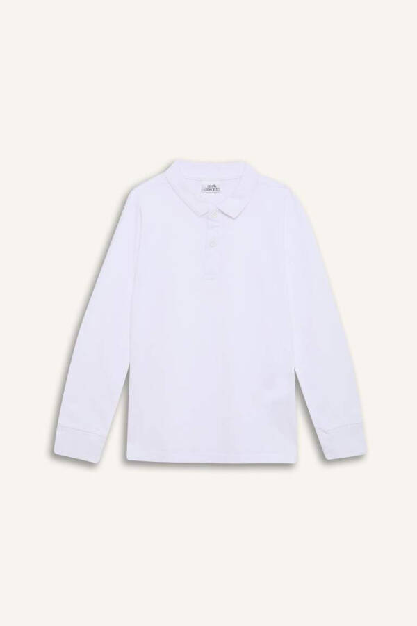 White Long Sleeve School Polo Shirt for Boys - 7