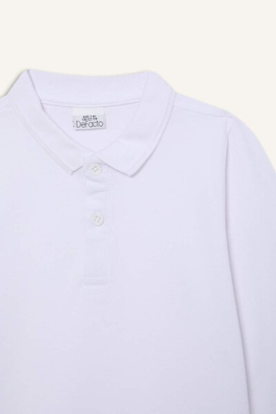 White Long Sleeve School Polo Shirt for Boys - 8