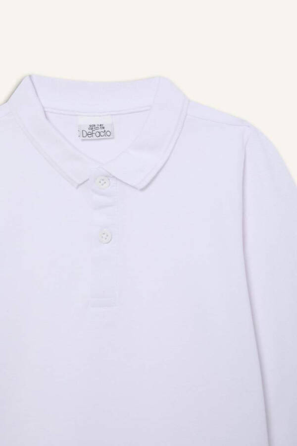 White Long Sleeve School Polo Shirt for Boys - 8