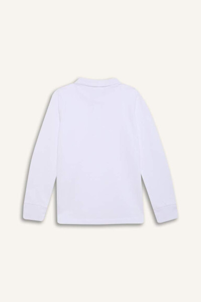 White Long Sleeve School Polo Shirt for Boys - 9