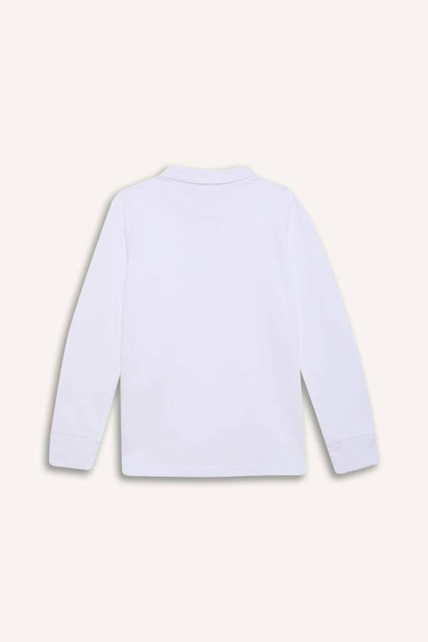 White Long Sleeve School Polo Shirt for Boys - 9