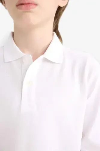 White Long Sleeve School Polo Shirt for Boys - DEFACTO (1)