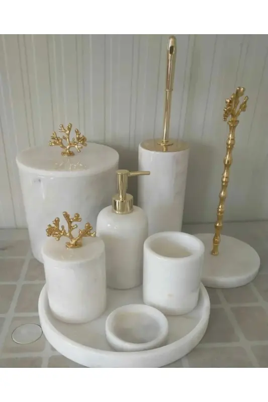 White Marble Bathroom Set - SARITAŞ