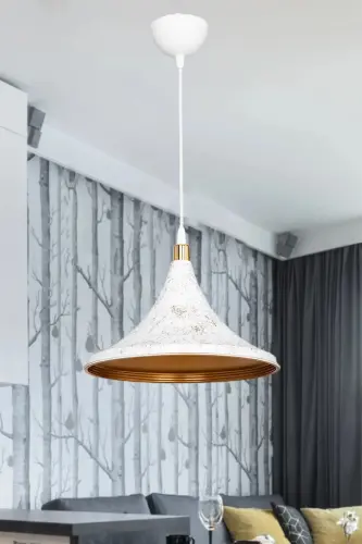 White Marble Pattern Pendant Chandelier Bedroom Living Room Kitchen Corridor Lamp-White - 1
