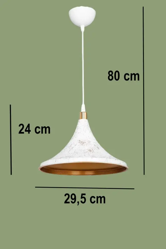 White Marble Pattern Pendant Chandelier Bedroom Living Room Kitchen Corridor Lamp-White - 2