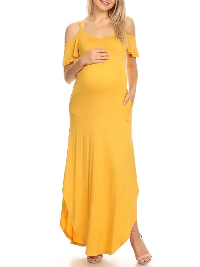 White Mark Women's Maternity Alexis Maxi Dress-Available in Plus Sizes- - 1
