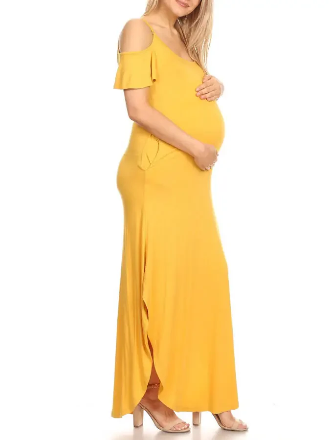 White Mark Women's Maternity Alexis Maxi Dress-Available in Plus Sizes- - 4