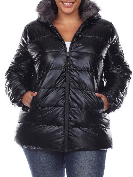 White Mark Women's Plus Size Metallic Hooded Puffer Coat - 7