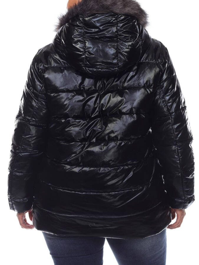 White Mark Women's Plus Size Metallic Hooded Puffer Coat - 9