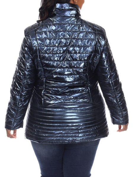 White Mark Women's Plus Size Metallic Puffer Coat - 3