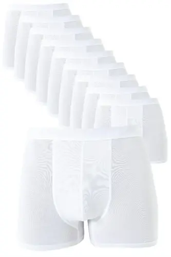 White Men's Boxer Briefs 10-Pack Cotton Stretch Fabric - 1