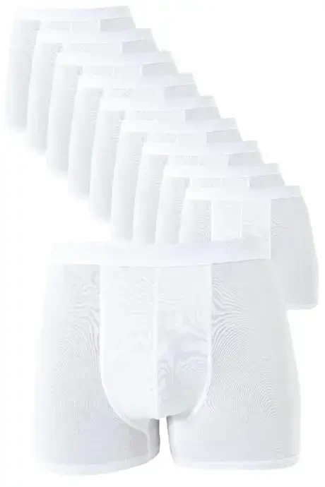 White Men's Boxer Briefs 10-Pack Cotton Stretch Fabric - BÜYÜKBEDENIZ