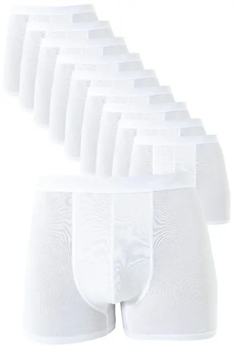 White Men's Boxer Briefs 10-Pack Cotton Stretch Fabric - 1