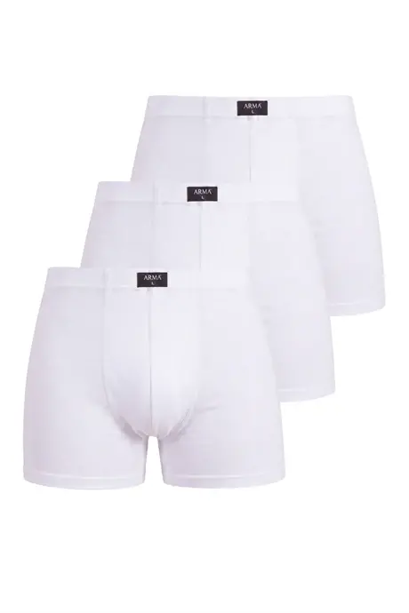 White Men's Boxer Plain 3-Pack Cotton Elastane - 1
