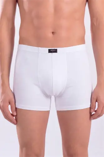 White Men's Boxer Plain 3-Pack Cotton Elastane - BÜYÜKBEDENIZ (1)