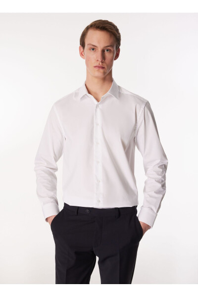 White Men's Regular Fit Classic Collar Long Sleeve Shirt - 6