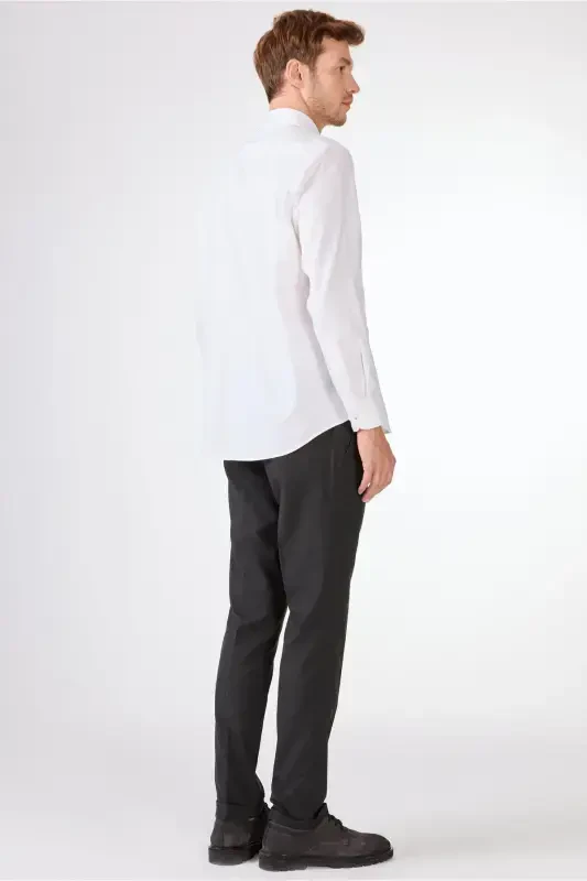 White Men's Regular Fit Oxford Brent Button-Down Long Sleeve Shirt - 94827 - 3