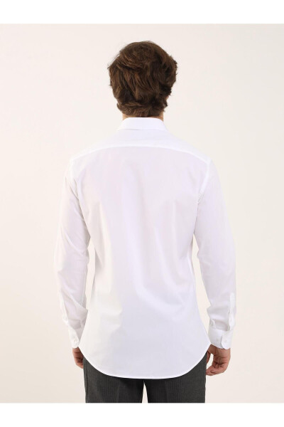 White Men's Slim Fit Classic Collar Long Sleeve Shirt - 103129 - 10