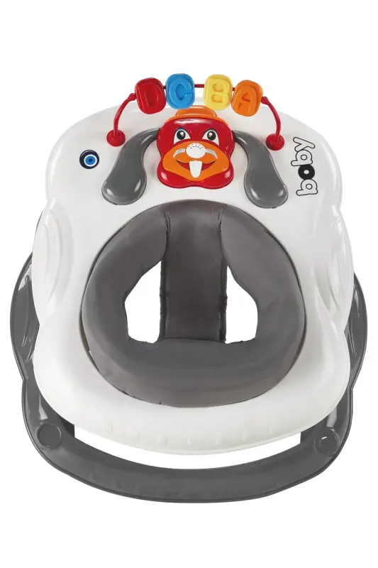 White Musical Walker Baby Walker Gray White Seat-Gray White - 2