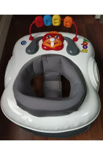 White Musical Walker Baby Walker Gray White Seat-Gray White - 4