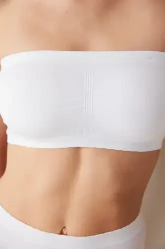 White Nu Basic Strapless Wirefree Bra - White - 4