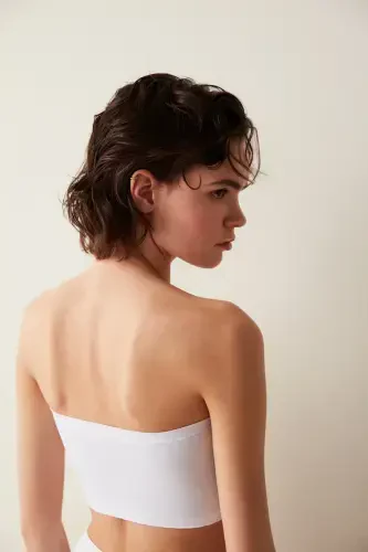 White Nu Basic Strapless Wirefree Bra - White - 5