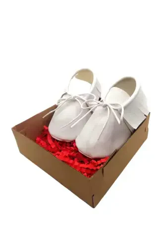 White Nubuck Leather Moccasin Baby Shoes Baby Booties-WHITE - 1