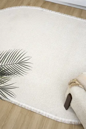 White Oval Woven Carpet Living Room Bedroom Hallway Runner Rug WHITE OVAL-White 10 - 4