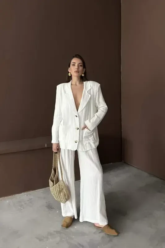 White Oversize Muslin Set - 1