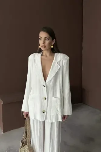 White Oversize Muslin Set - 4