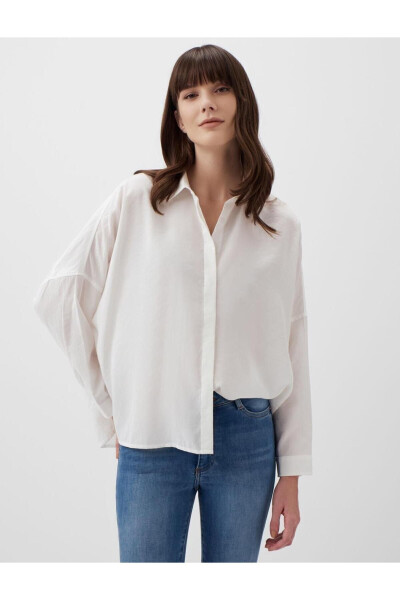 White Oversized Low Back Long Shirt - 16