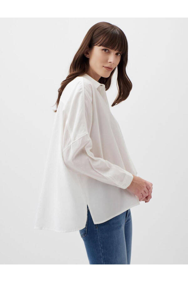 White Oversized Low Back Long Shirt - 18