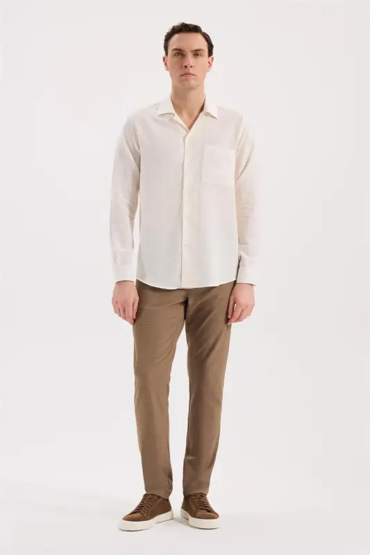 White Oversized Pocket Cotton Blend Shirt - 2