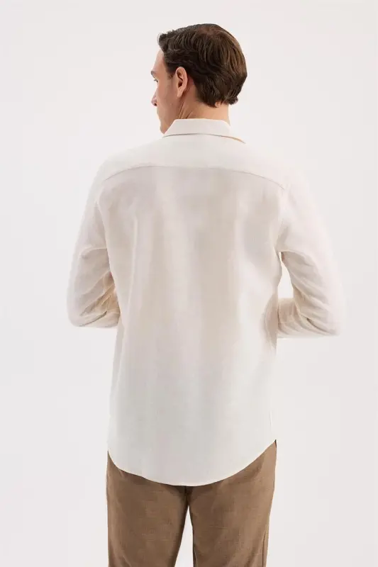 White Oversized Pocket Cotton Blend Shirt - 4