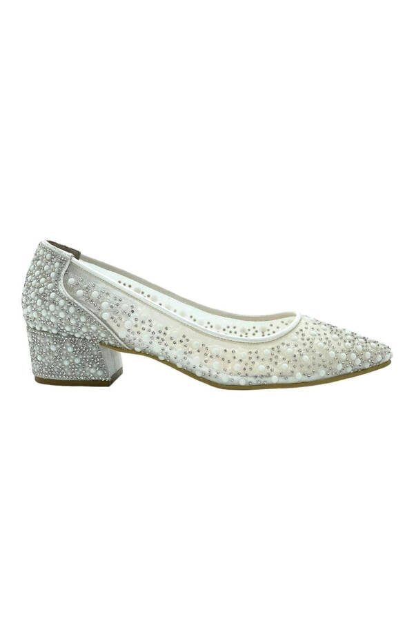 White Pearl-Embellished Ballerina Wedding Shoes - 2