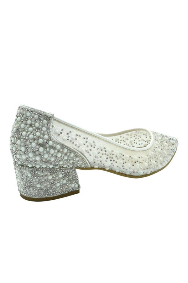 White Pearl-Embellished Ballerina Wedding Shoes - 3