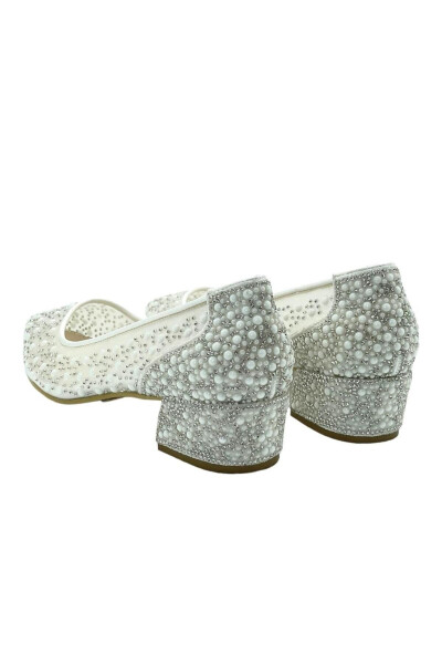 White Pearl-Embellished Ballerina Wedding Shoes - 4