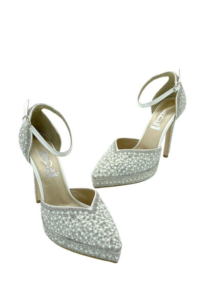 White Pearl Platform Bridal Shoes - 1