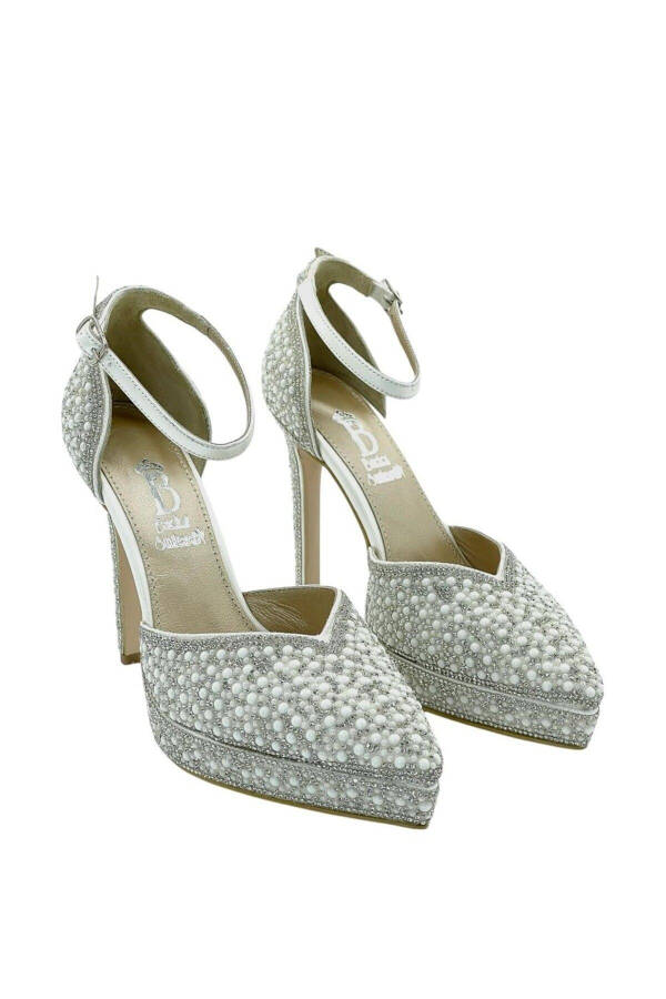 White Pearl Platform Bridal Shoes - 4