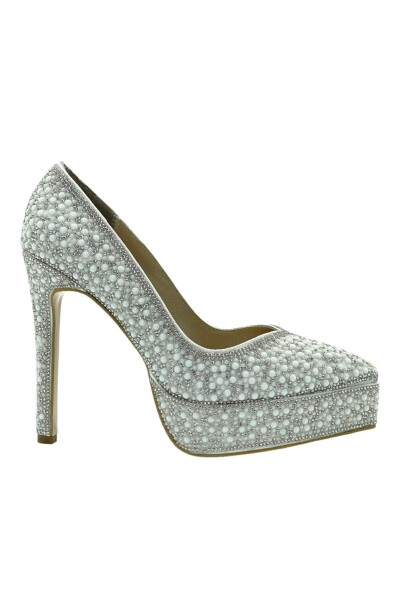 White Pearl Platform Bridal Shoes - 3