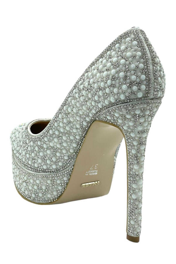 White Pearl Platform Bridal Shoes - 4