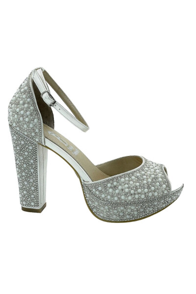 White Pearl Platform Bridal Shoes - 3