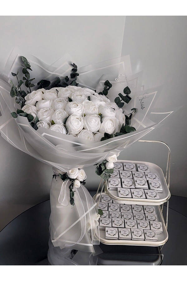 White Peony Proposal Flower Artificial Bouquet - 3