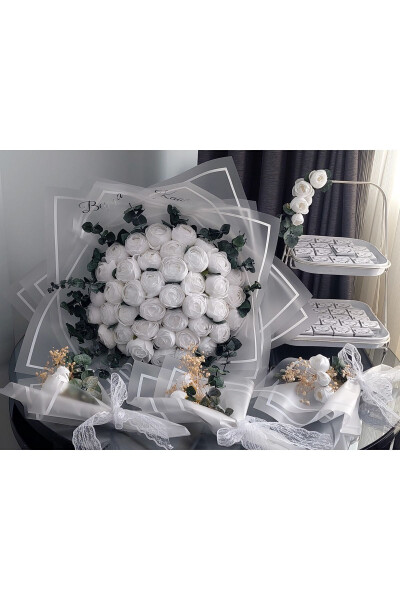 White Peony Proposal Flower Artificial Bouquet - ZEYNEP TASARIM ORGANIZASYON