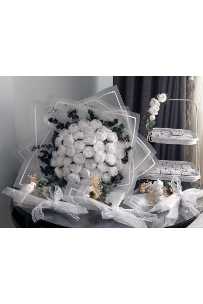 White Peony Proposal Flower Artificial Bouquet - 4