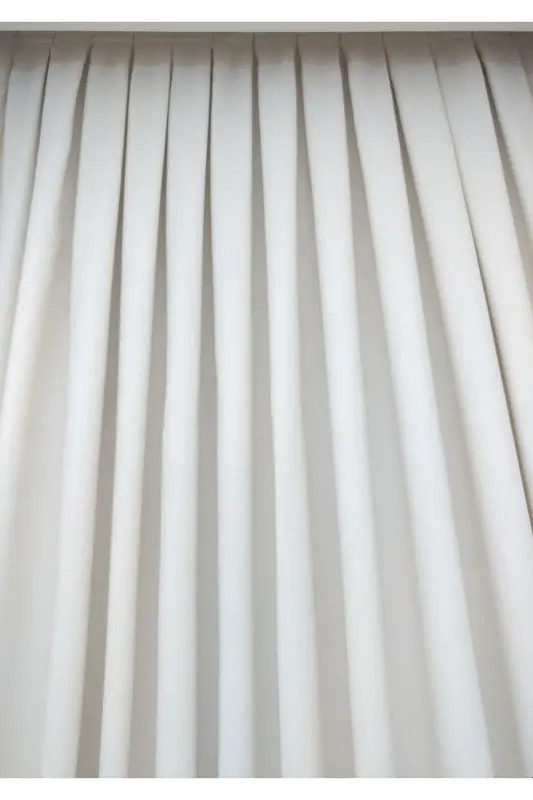 White Plain Color Backdrop Curtain, Plain Sewing Without Pleats, Buckram Gathering, Single Panel-White - 5
