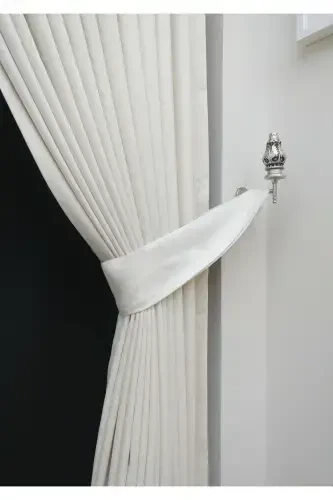 White Plain Color Backdrop Curtain, Plain Sewing Without Pleats, Buckram Gathering, Single Panel-White - Modazone (1)