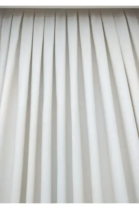 White Plain Color Backdrop Curtain, Plain Sewing Without Pleats, Buckram Gathering, Single Panel-White - 5