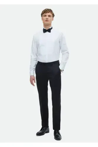 White Plain Regular Fit Double Cuff Tuxedo Shirt - RAMSEY (1)