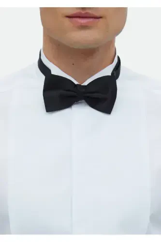 White Plain Regular Fit Double Cuff Tuxedo Shirt - 4